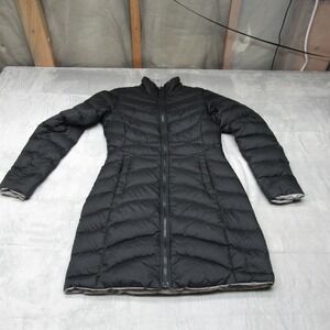 North Face Down Jacket Women XS Black Gray 550 Fill Reversible FullZip Puff Tall